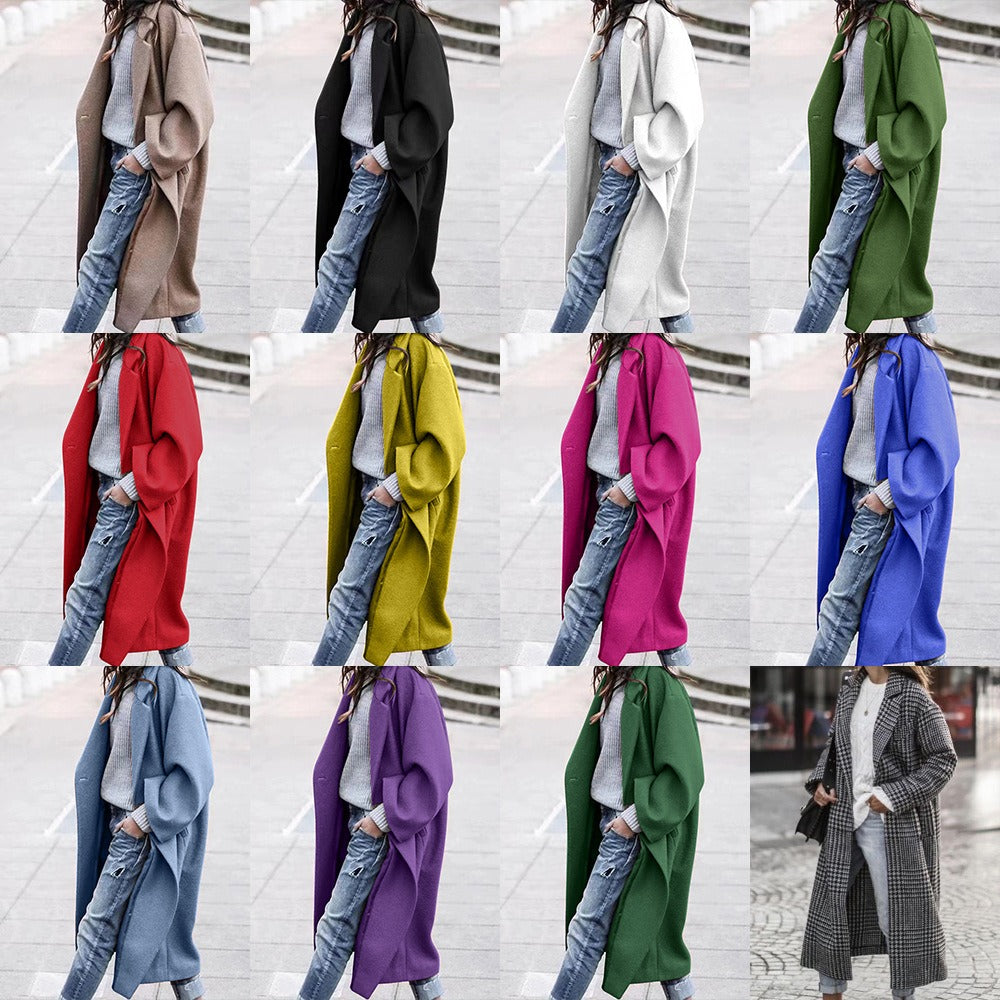 Playful Long Woolen Coat in Temperament Color