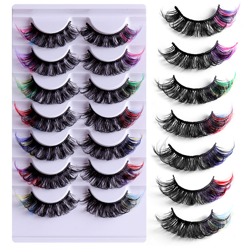 7 Pairs of Colorful Multi-Layer Thick Mink Eyelashes