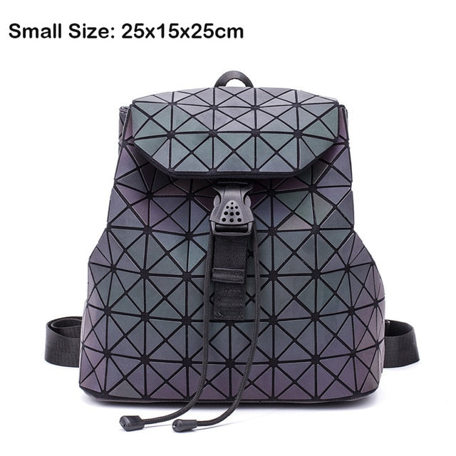 Luminous Geometric Plaid Sequin Backpack for Women