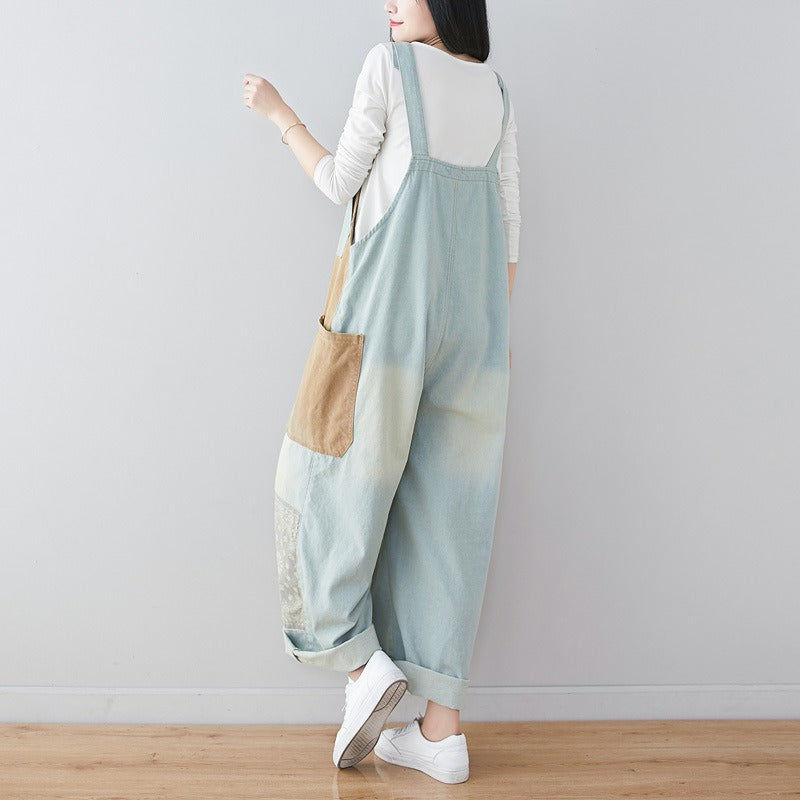 Ethnic Style Wide Leg Overalls