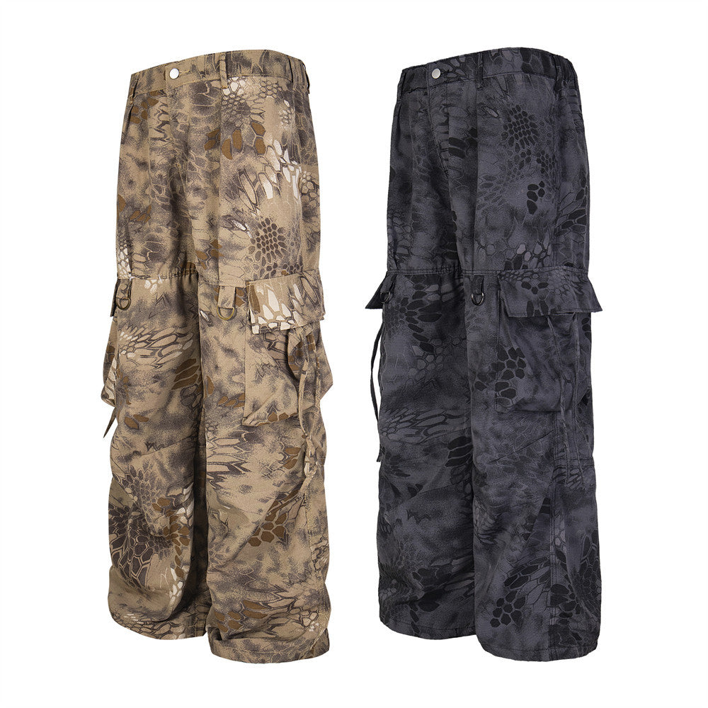 Men's Punk Camouflage Pocket Work Pants - Harajuku Style