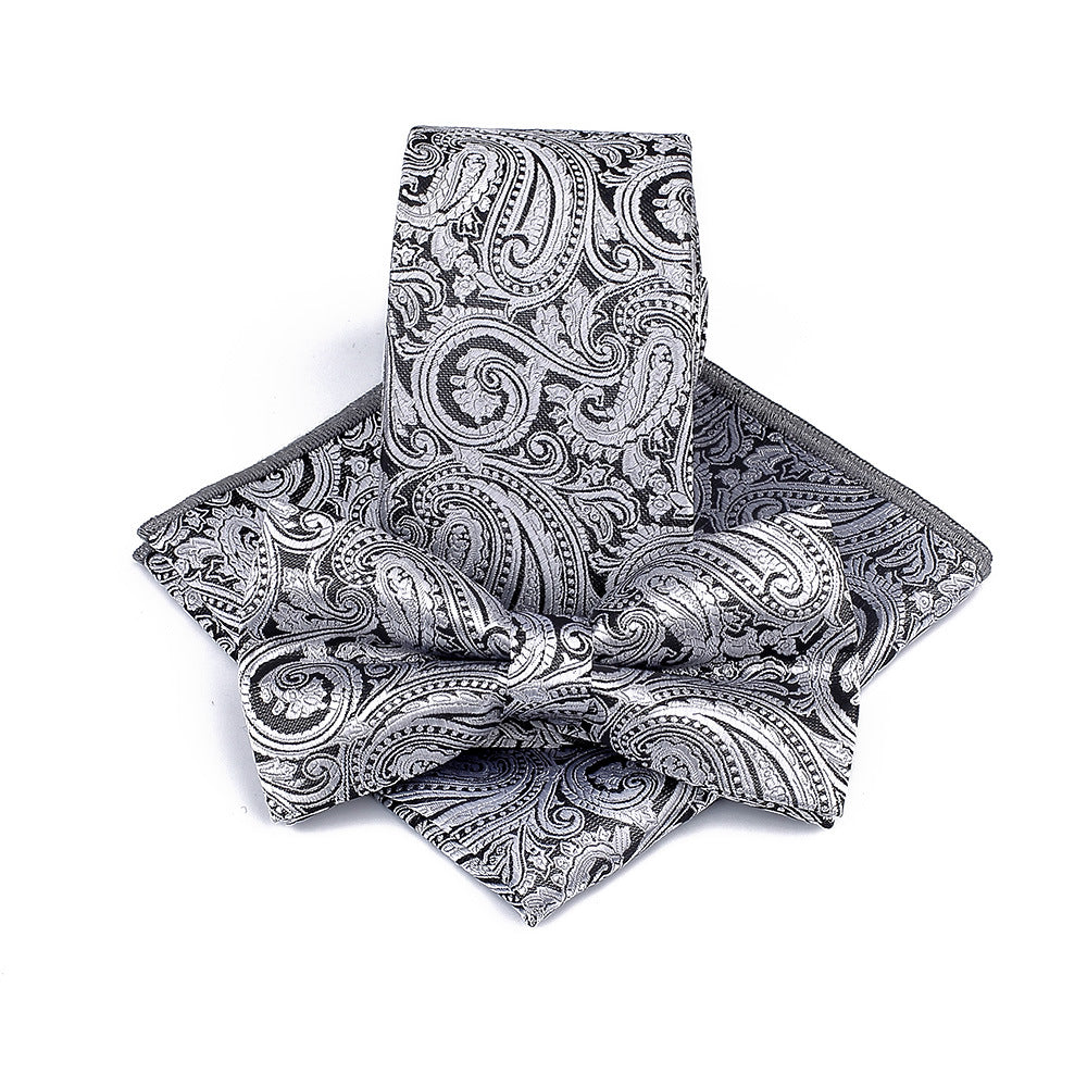 Polyester Tie Men's Jacquard Cashew Flower Floral Bow Tie Set