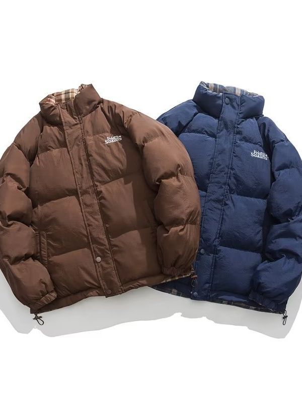 Vintage Double-Sided Plaid Parka Jacket for Men & Women
