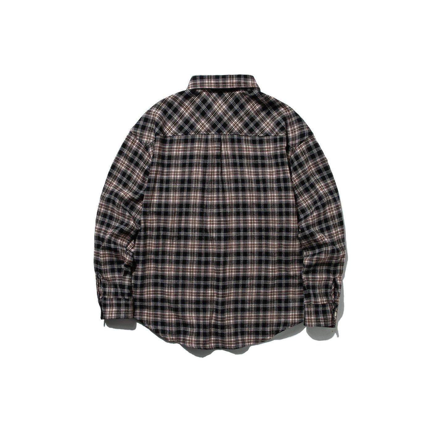 Loose Casual Color-Blocked Checkered Long Sleeve Turn-Down Collar Shirt