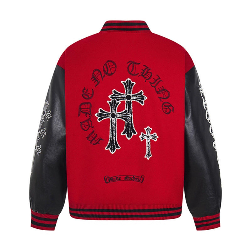 Stitch Design Baseball Jacket, Unisex High Street Loose Fit Coat