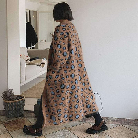 Playful Leopard-Print V Neck Cardigan for Women