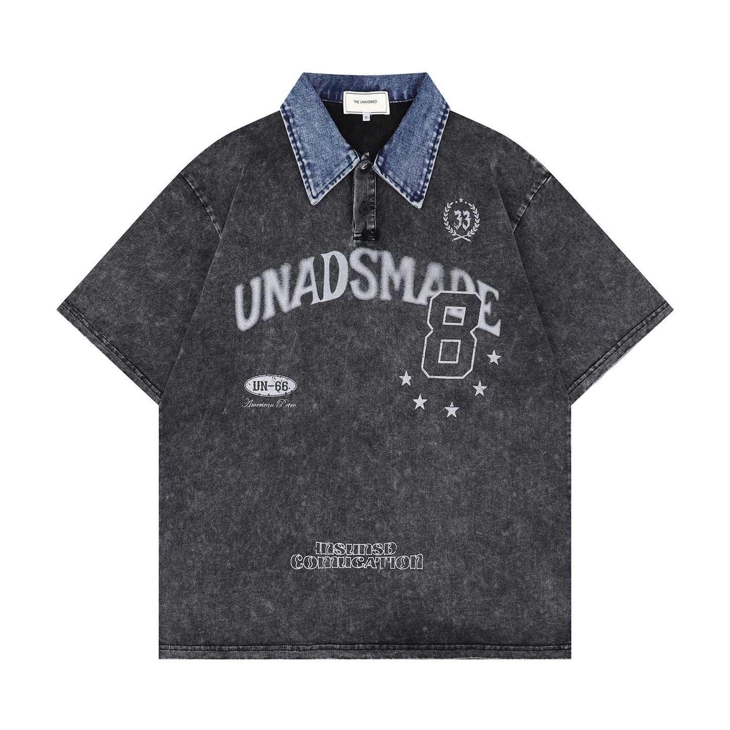 Harajuku Style Spliced Letter Print Polo Tee - Men's Casual Top