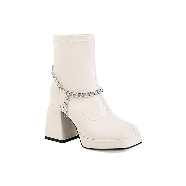 Thick High-Heeled Black Temperament Women's Short Boots