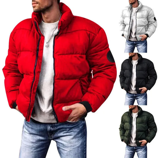 Men's Casual Harajuku Winter Cotton Jacket with Stand-Up Collar