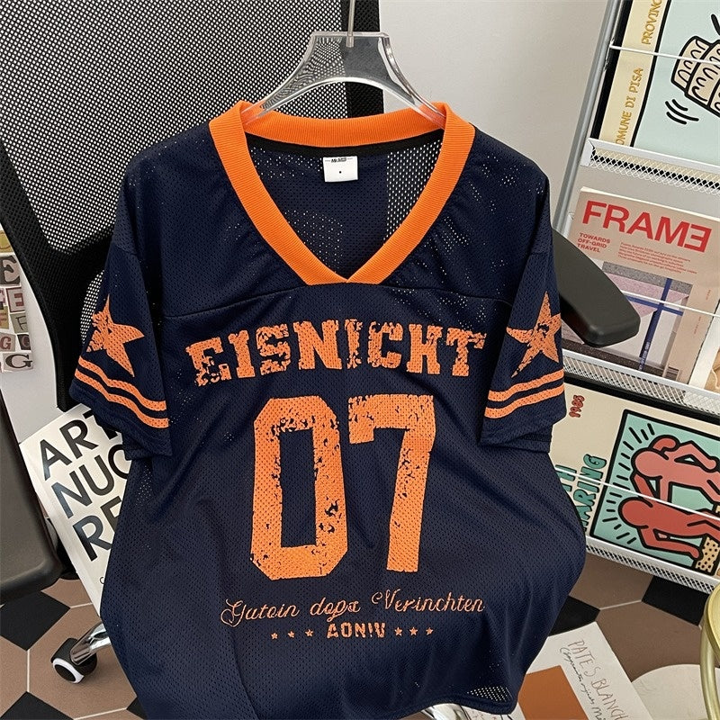 Leisure Sports Mesh V-Neck Short-Sleeved T-Shirt for Men