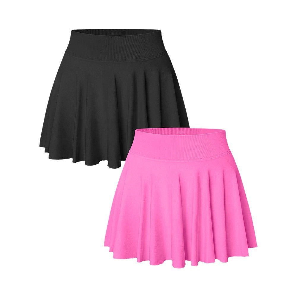 Quick-Drying Elastic Waist Fitness Skirt with Pockets for Sports and Yoga