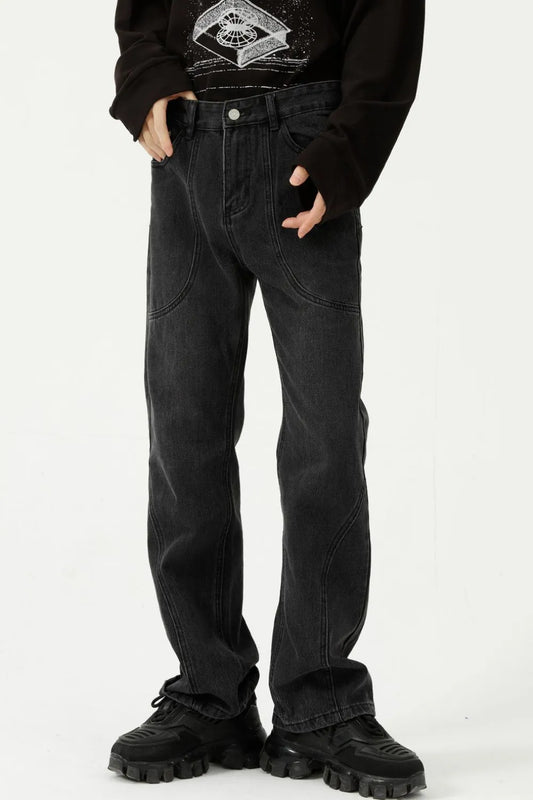 Harajuku Straight-Leg Jeans with Playful Stitch Detail