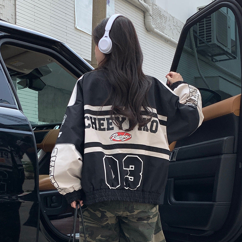 Harajuku-Inspired American Retro Motorcycle Baseball Jacket