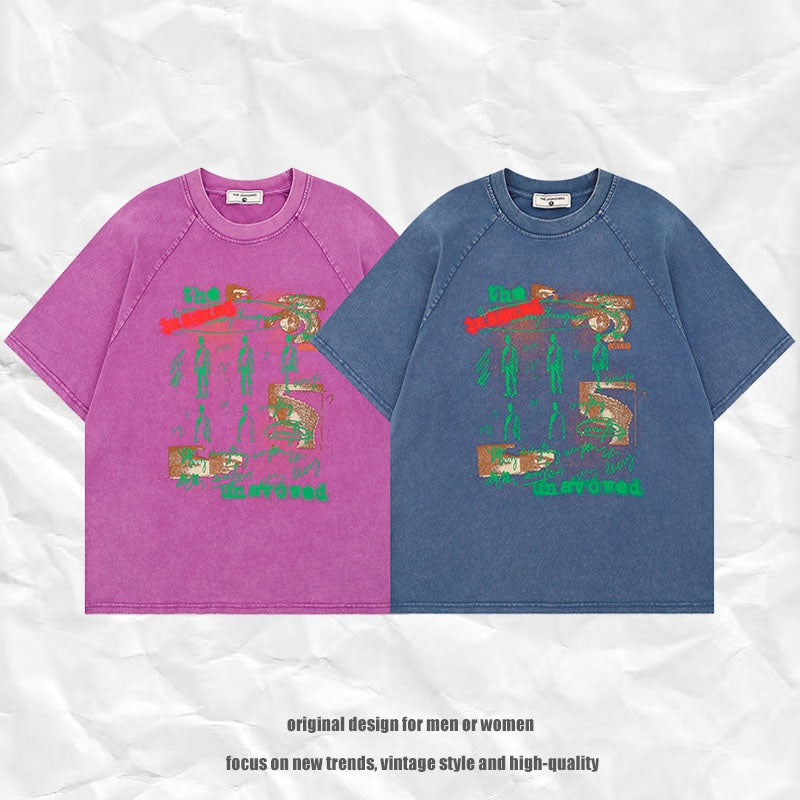 Harajuku Style Loose Fit Cotton Tee for Men
