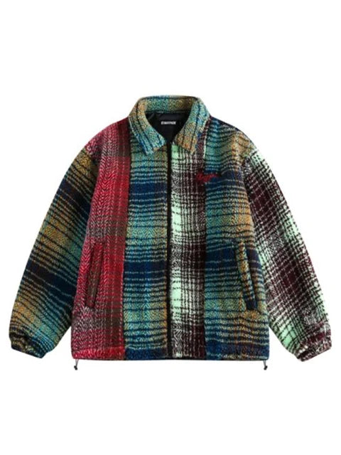 Playful Colorful Plaid Padded Coat