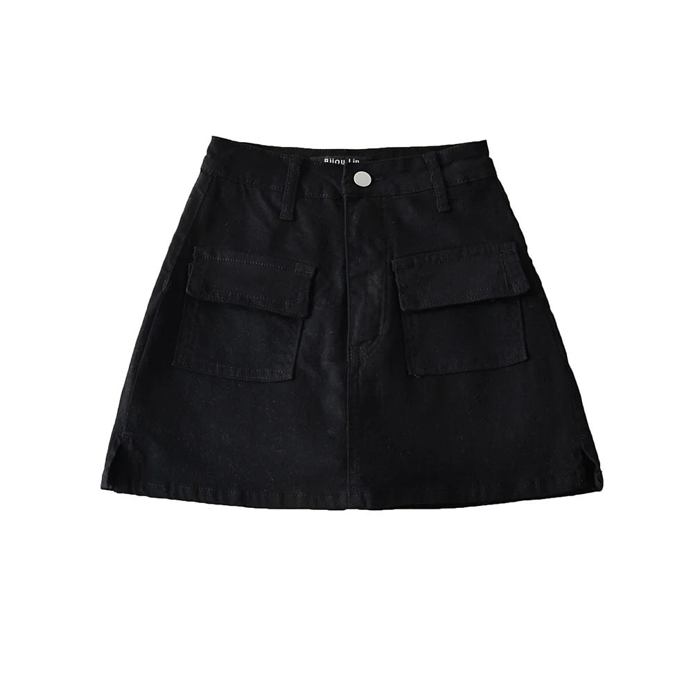 A-Line Denim Mini Skirt and Half Skirt