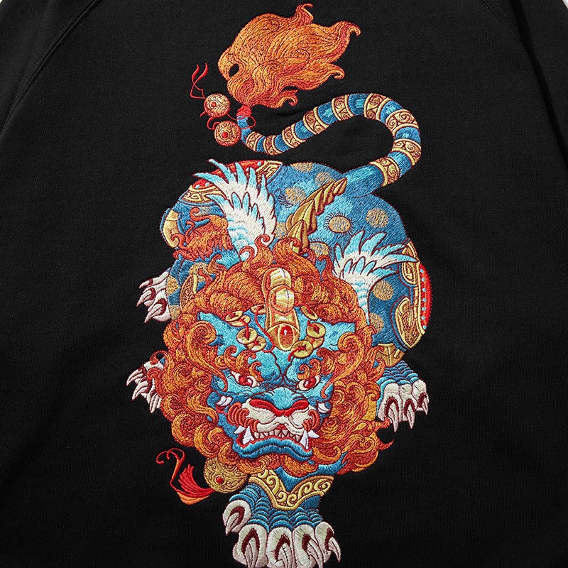 Heavy Embroidery Pixiu Sweatshirt - Men’s Harajuku Style Jacket