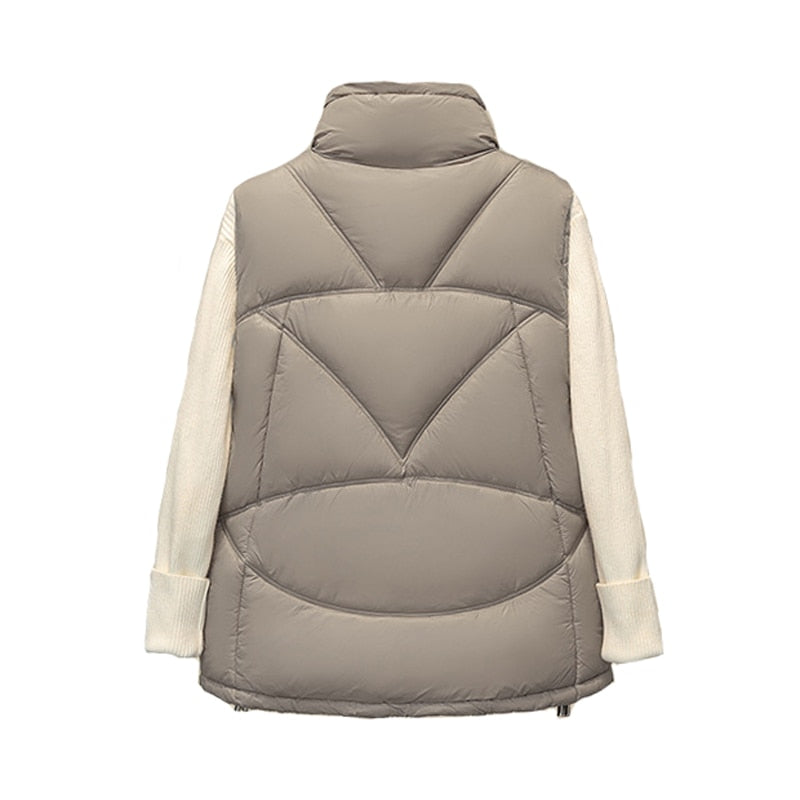 Playful Autumn Stand Collar Vest Coat for Ladies