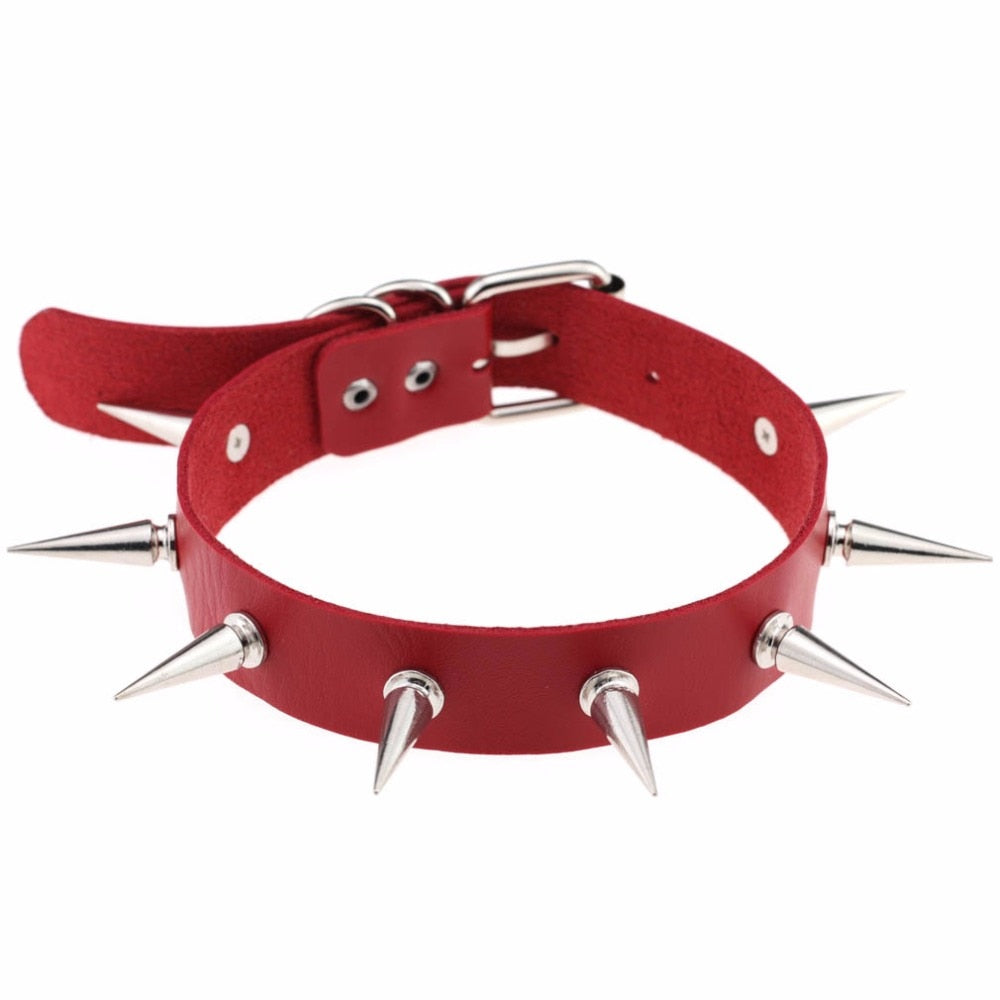Gothic Black Spike Choker Belt for Women