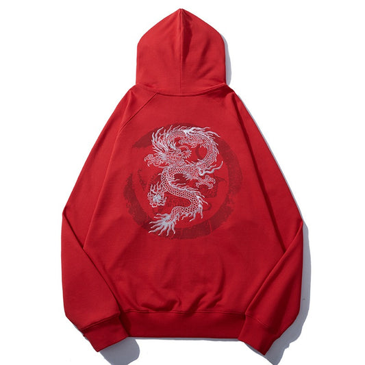 Gold Dragon Heavy Embroidery Sweatshirt - Harajuku Style