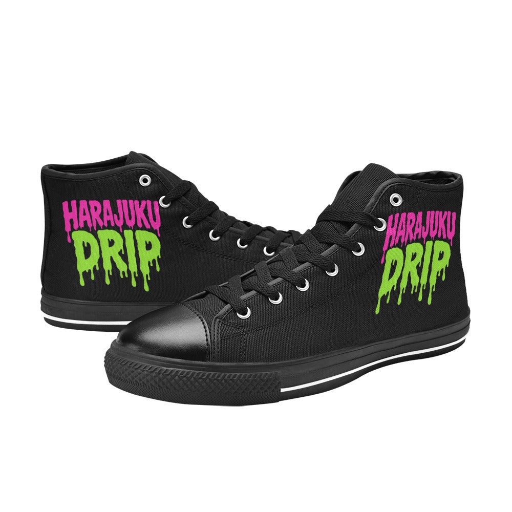 Harajuku Drip Neon Logo High Top Canvas Women's Shoes