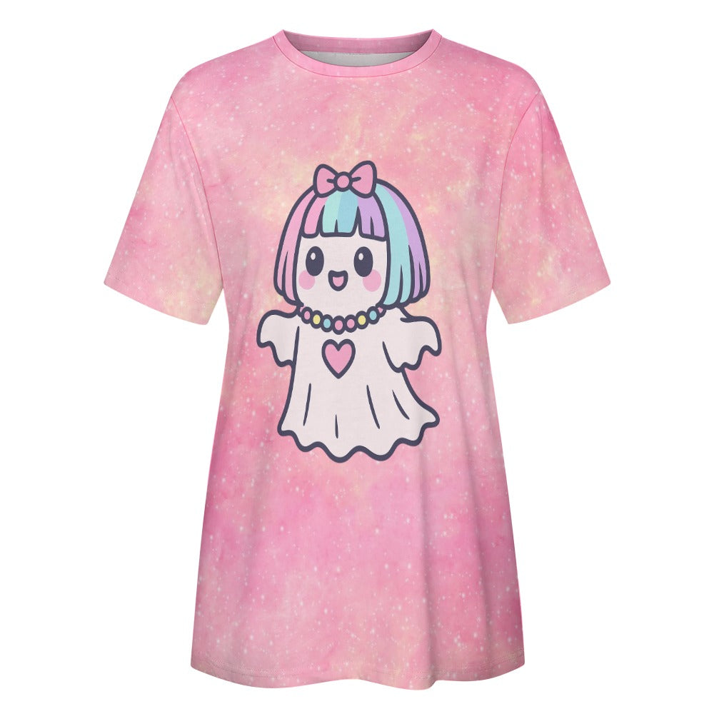Kawaii Harajuku Ghost Women's 100% Cotton T-Shirt