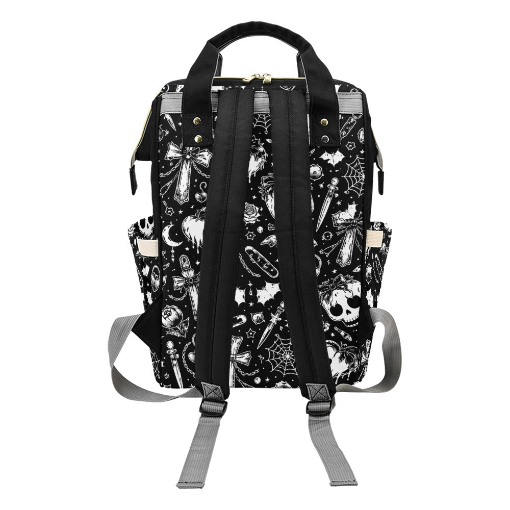 Skulls Goth Pattern Multi-Function Backpack