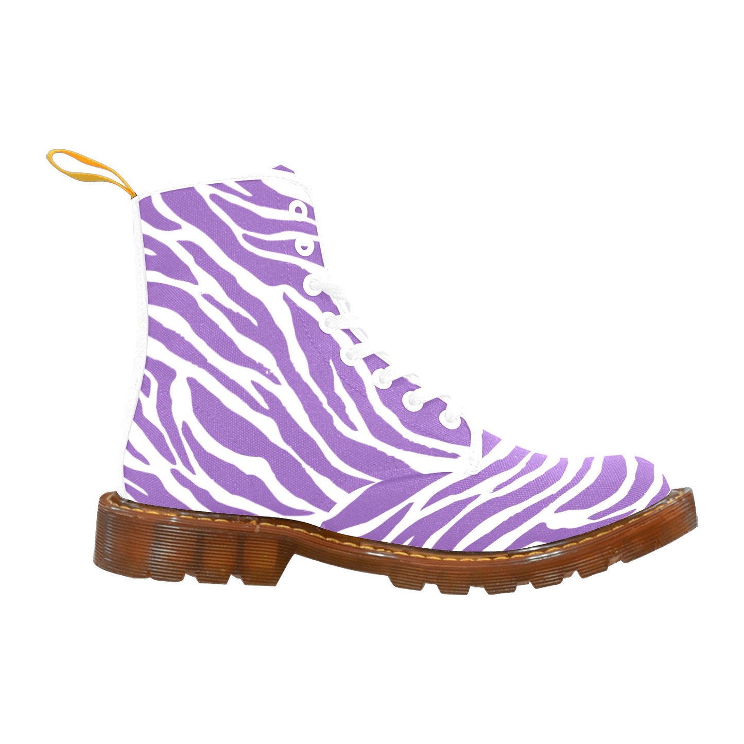 Purple Zebra Pattern Women's Lace Up Canvas Boots