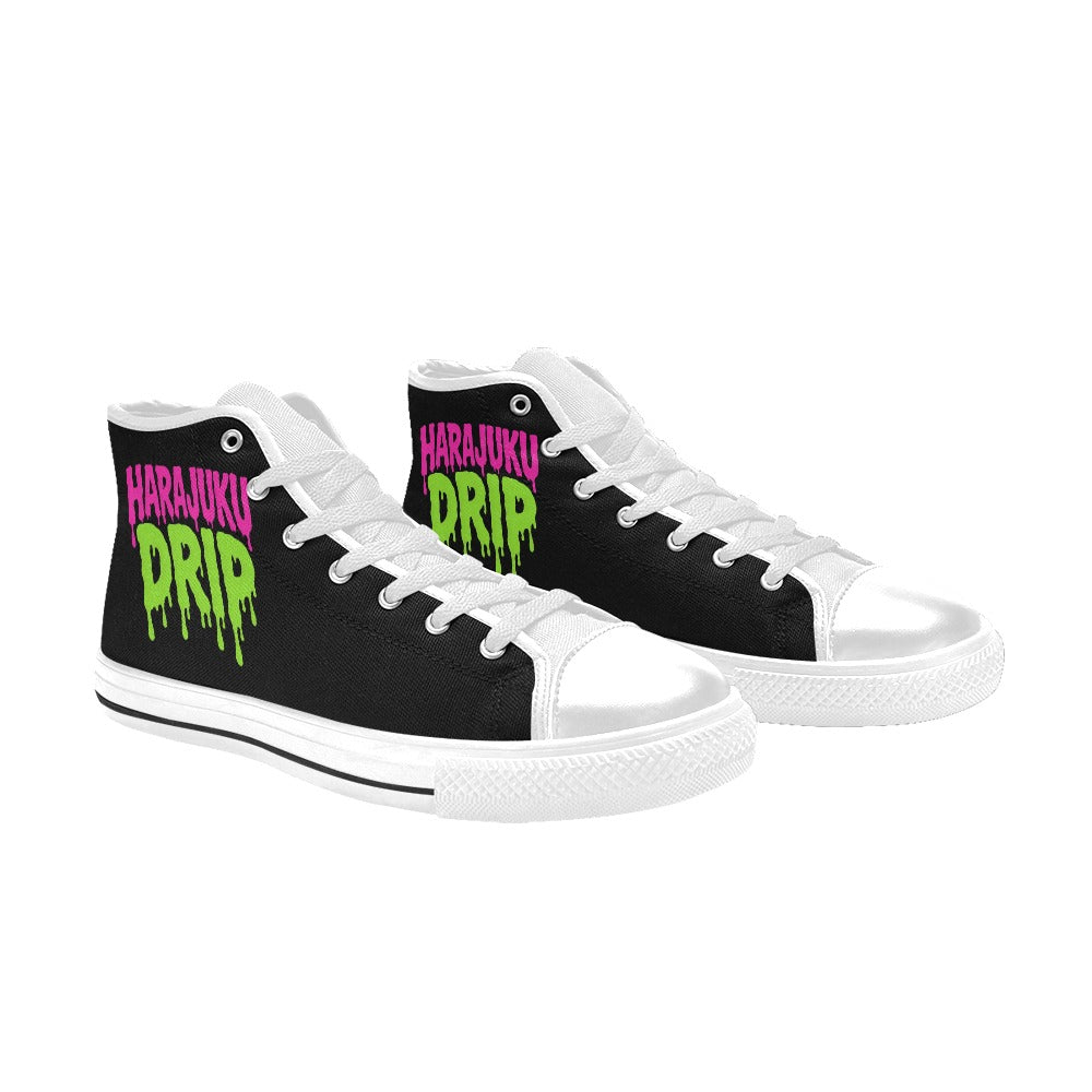 Harajuku Drip Neon Logo High Top Canvas Women's Shoes