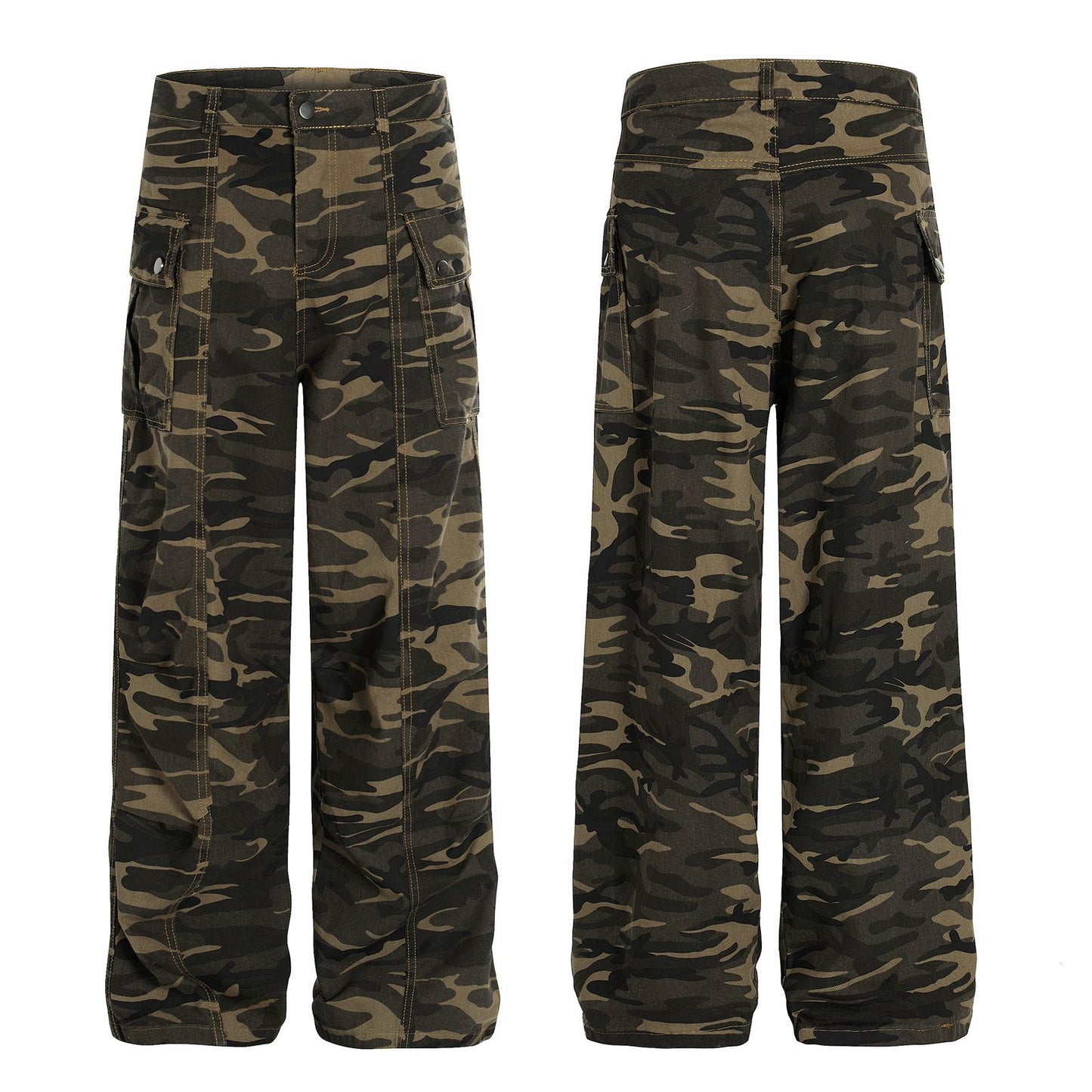 Camouflage Straight Leg Work Pants - Harajuku Street Style