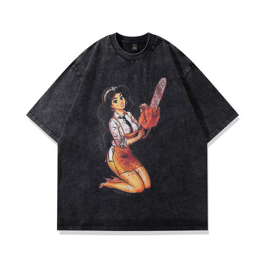 Vintage Retro Harajuku Style Short Sleeve T-Shirt for Men