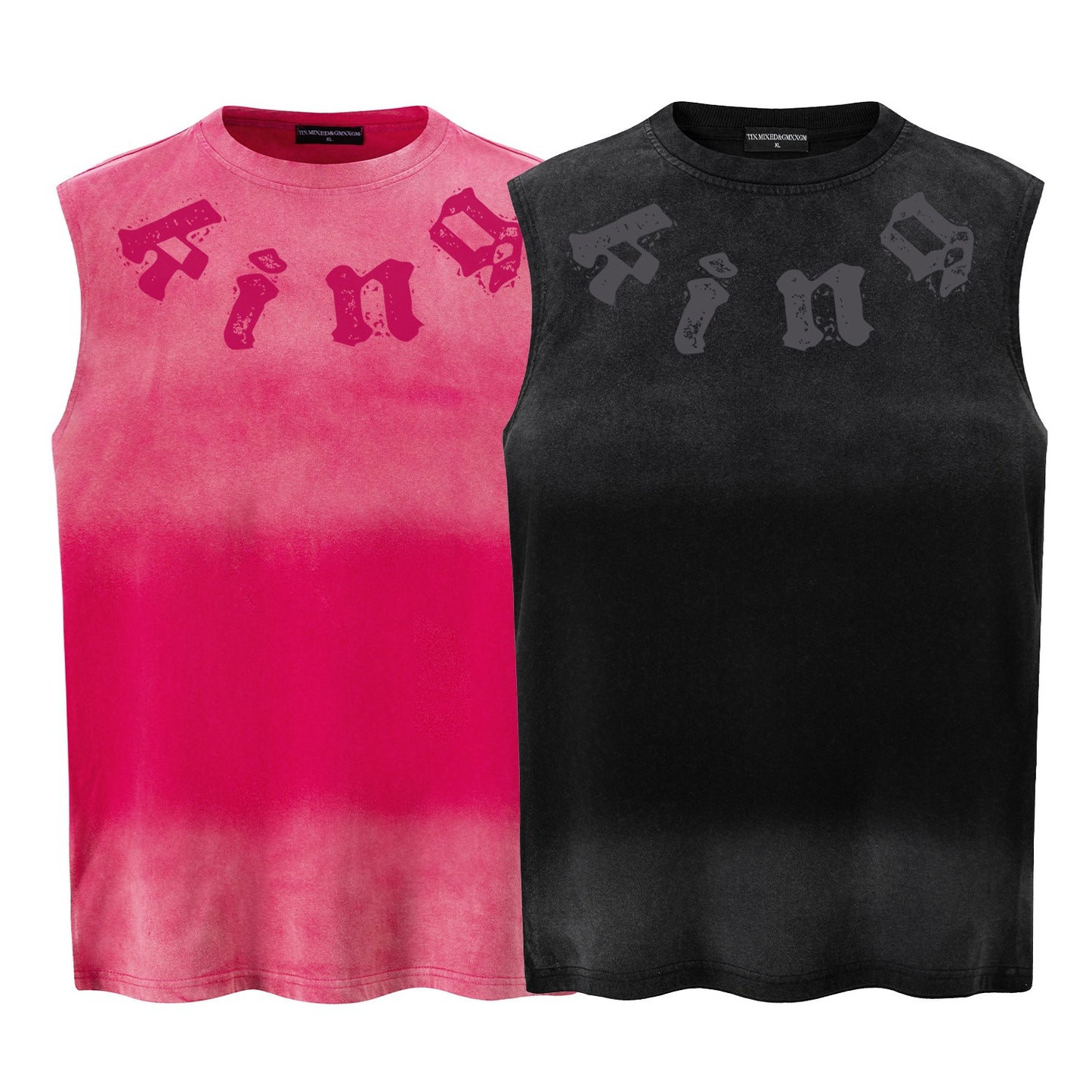 Harajuku Gradient Letter Printed Vest — Loose Cotton Blend Summer Top
