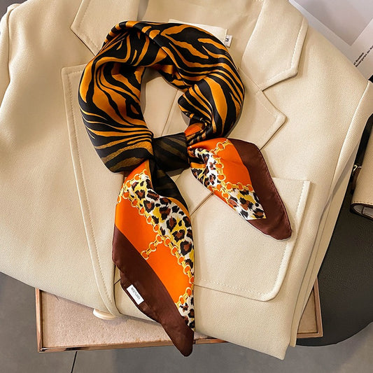 Playful Leopard Pattern Square Scarf for Women