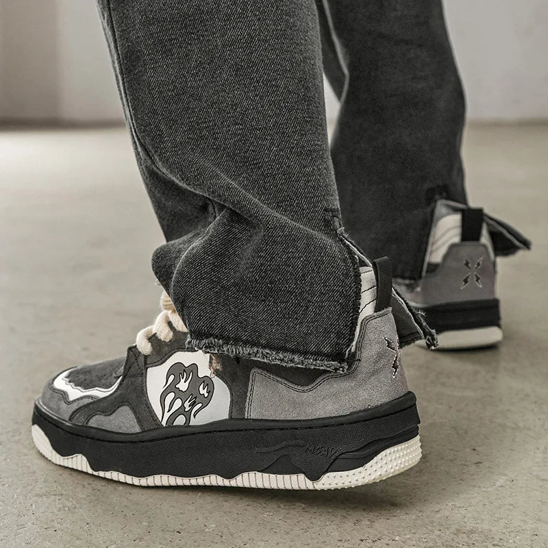 Harajuku Style Unisex Retro Volcano Skateboard Sneakers