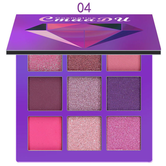 9 Color Diamond Bright Eye Shadow Palette - Matte & Shimmer