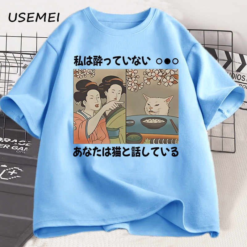 Harajuku Style Cartoon Cat T-Shirts – Kawaii Summer Fashion
