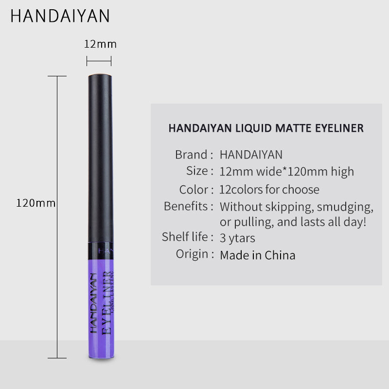 Harajuku Style Matte Quick-Drying Liquid Eyeliner - 12 Colors