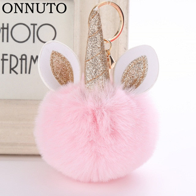 Unicorn PomPom Keychain