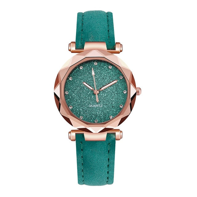 Harajuku Style Rhinestone Rose Gold Quartz Watch for Women