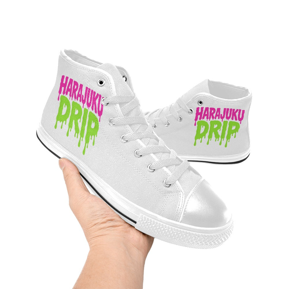 Harajuku Drip Neon Logo High Top Canvas Women's Shoes