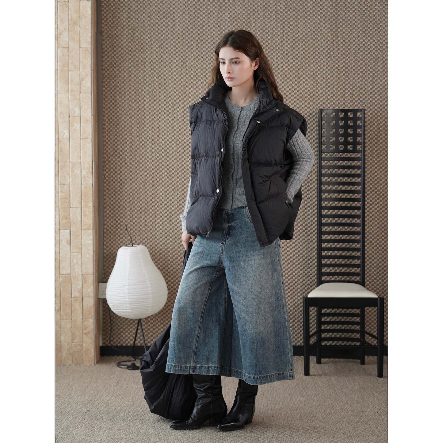 Vest w/Sling Backpack - Duck Down Sleeveless Layer Slim Fit Warm