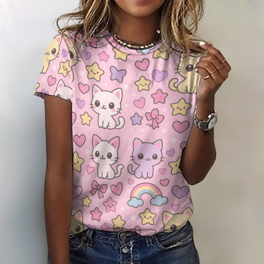 Harajuku Kawaii Cat Rainbow T-Shirt