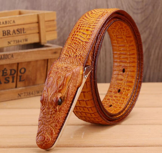 Luxury Alligator Design Cowhide Leather Crocodile Belt for Men