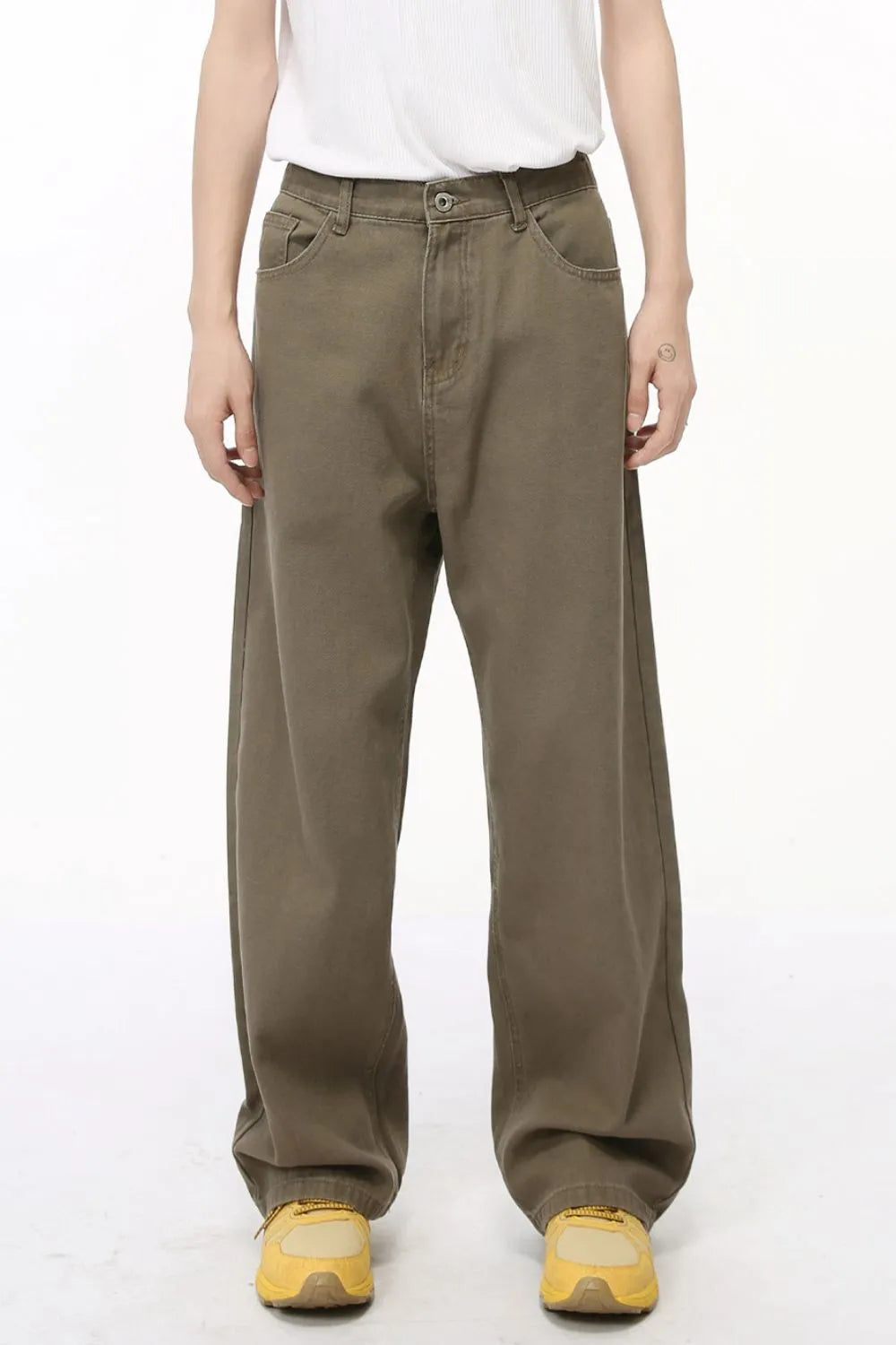 Harajuku Straight-Leg Jeans with Elastic Waistband