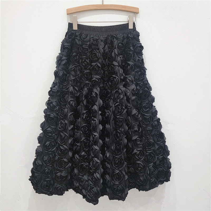 French Flower A-Line Skirt - Harajuku Inspired Fashion
