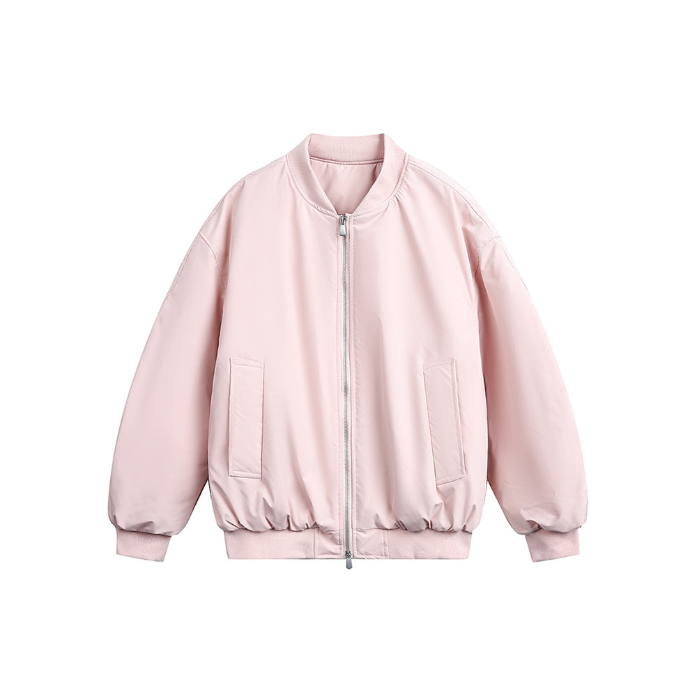 Solid Color Jacket - Loose Fit Cotton Jacket