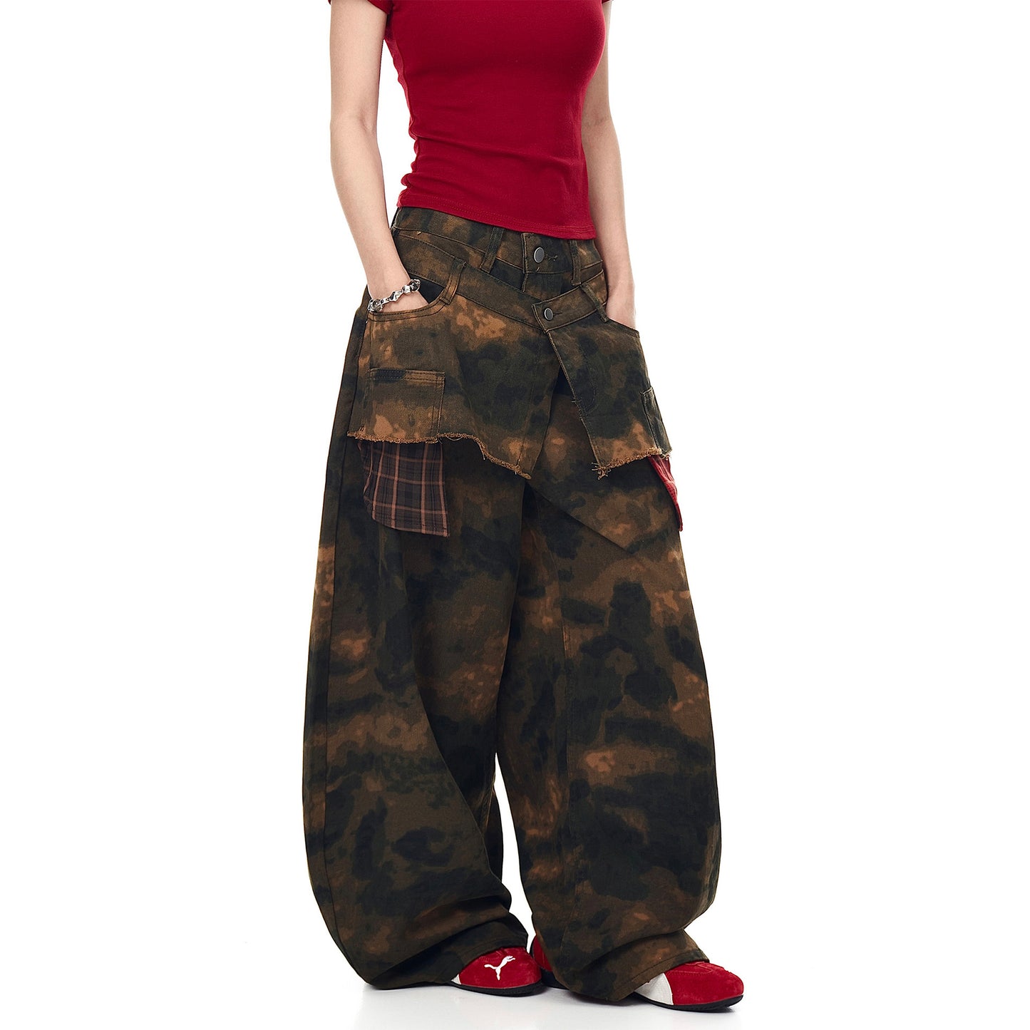 Retro Camouflage Curved Knife Jeans - Summer Style