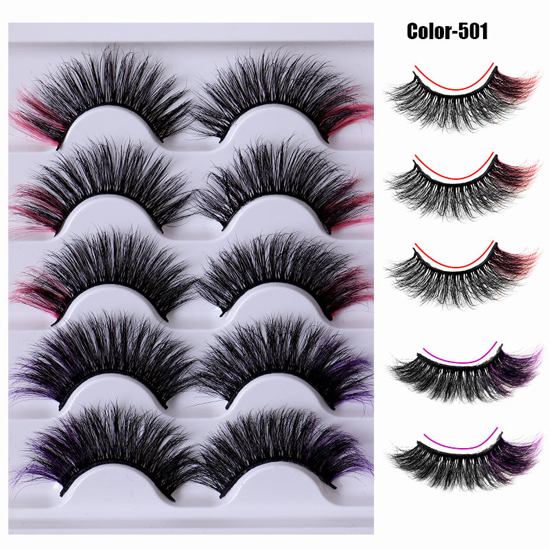Colorful 8D Fluffy Multi-Layer Mink Eyelashes - 5 Pairs