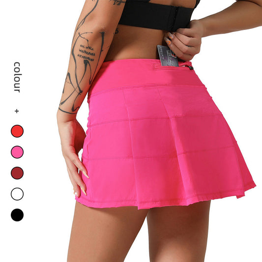 Women's Lulu Sports Short Pleated Tennis Skirt - Anti-Static Dance Yoga Fitness Skirt