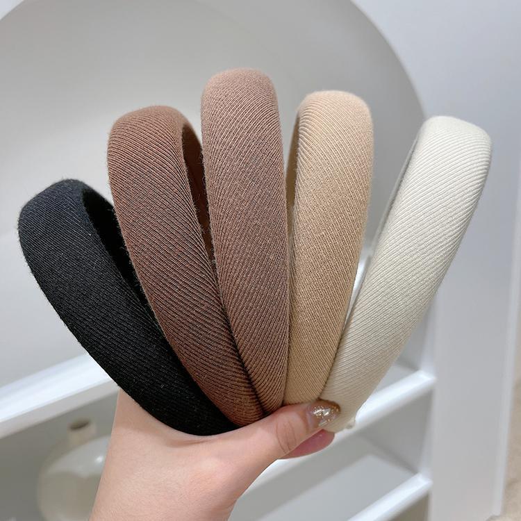 Korean Khaki Wide-Brimmed Sponge Headband